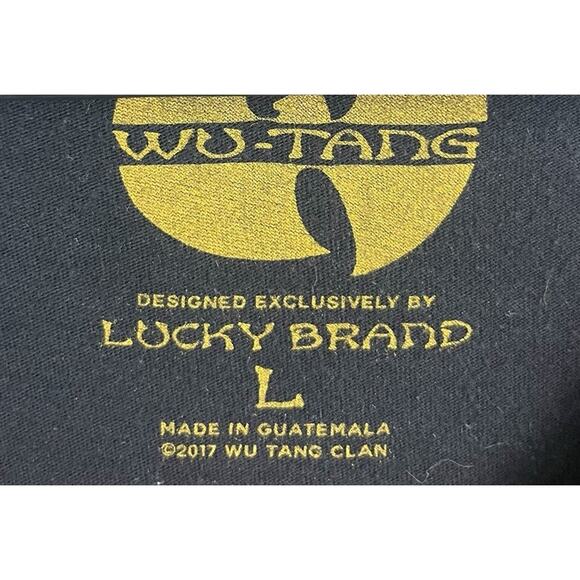 WU-TANG T-Shirt Long Sleeve Large Lucky Brand Yellow Black Cash Rules Streetwear - Picture 8 of 10